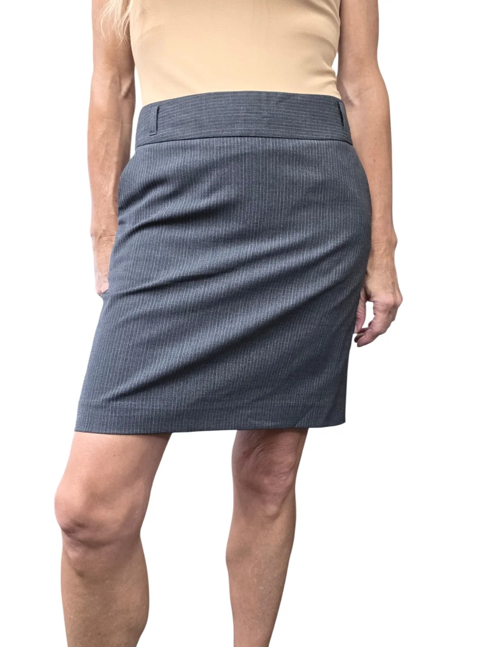 Y2K Banana Republic Virgin Wool Pinstripe Pencil Skirt Petite 2
